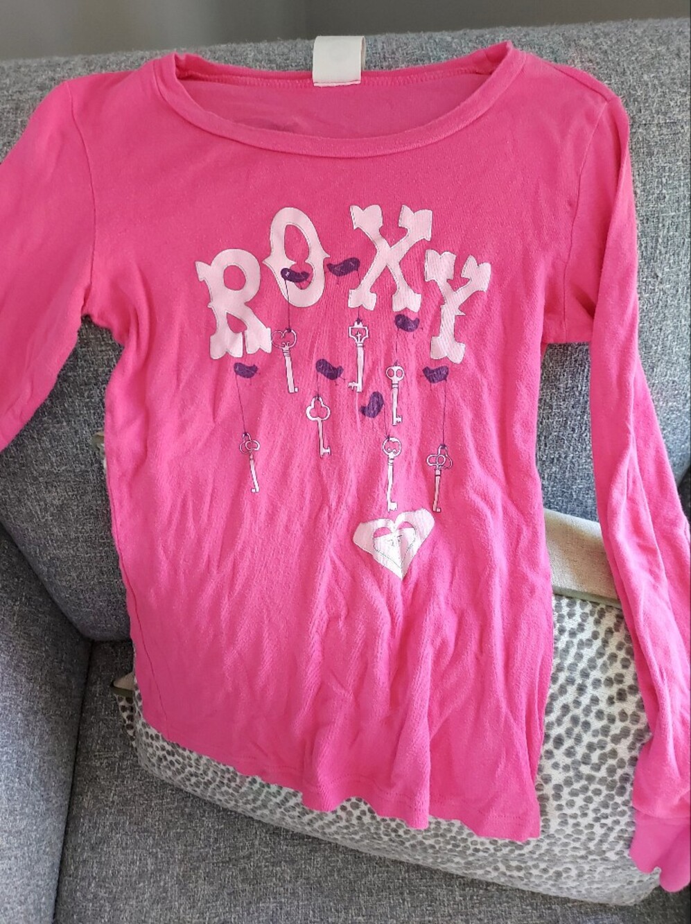 Roxy Girls' Hot Pink Long Sleeve Graphic Tee
